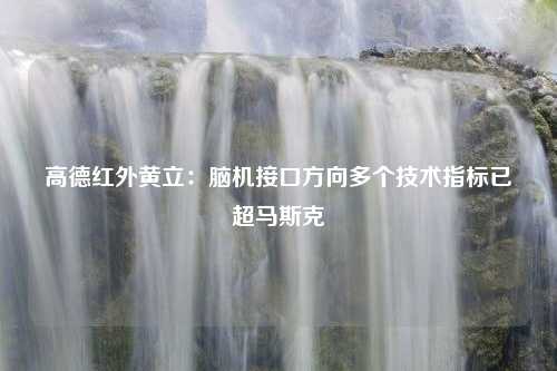 高德红外黄立：脑机接口方向多个技术指标已超马斯克