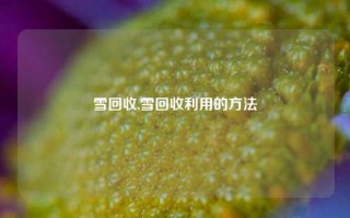 雪回收,雪回收利用的方法