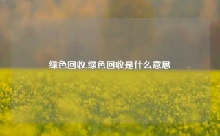 绿色回收,绿色回收是什么意思