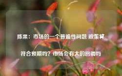 陈果：市场的一个普遍性问题 政策算符合预期吗？市场会有大的回调吗