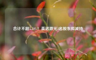 合计不超5.34%！英诺激光3名股东拟减持