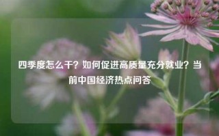 四季度怎么干？如何促进高质量充分就业？当前中国经济热点问答