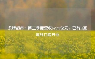 永辉超市：第三季度营收167.70亿元，已有10家调改门店开业