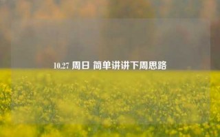 10.27 周日 简单讲讲下周思路