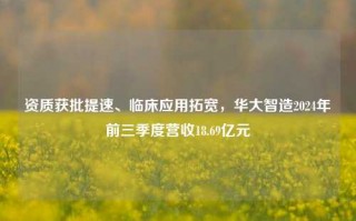 资质获批提速、临床应用拓宽，华大智造2024年前三季度营收18.69亿元