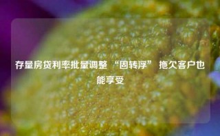 存量房贷利率批量调整 “固转浮” 拖欠客户也能享受