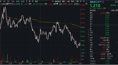 尾盘突发跳水，国防军工ETF（512810）缩量收跌0.82%！中船系尽墨，卫星互联网、低空经济局部活跃