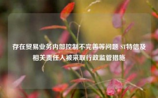 存在贸易业务内部控制不完善等问题 ST特信及相关责任人被采取行政监管措施