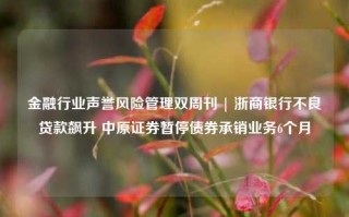 金融行业声誉风险管理双周刊 | 浙商银行不良贷款飙升 中原证券暂停债券承销业务6个月