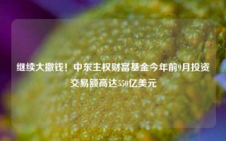 继续大撒钱！中东主权财富基金今年前9月投资交易额高达550亿美元