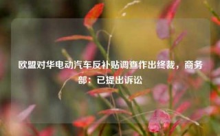 欧盟对华电动汽车反补贴调查作出终裁，商务部：已提出诉讼