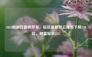 2024胡润百富榜发布，稻花香蔡开云排名下降120位，财富缩水25%