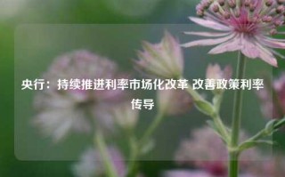 央行：持续推进利率市场化改革 改善政策利率传导