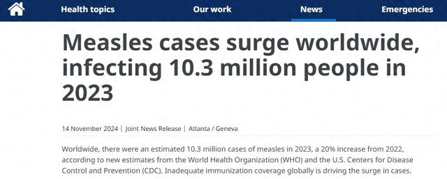 世卫和美CDC齐发警告：疫苗覆盖率不足，去年全球麻疹病例激增20%-第1张图片-华粤回收