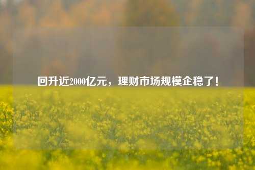 回升近2000亿元，理财市场规模企稳了！-第1张图片-华粤回收