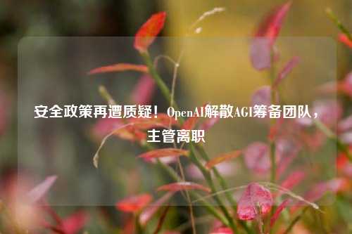 安全政策再遭质疑！OpenAI解散AGI筹备团队，主管离职-第1张图片-华粤回收