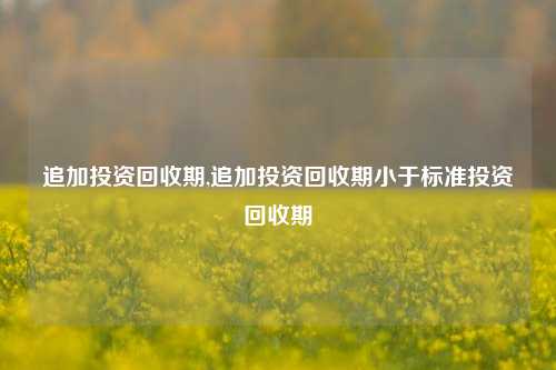 追加投资回收期,追加投资回收期小于标准投资回收期-第1张图片-华粤回收