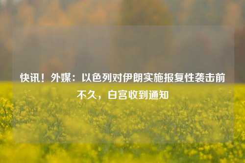 快讯！外媒：以色列对伊朗实施报复性袭击前不久，白宫收到通知-第1张图片-华粤回收