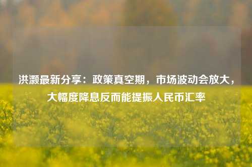 洪灏最新分享：政策真空期，市场波动会放大，大幅度降息反而能提振人民币汇率-第1张图片-华粤回收