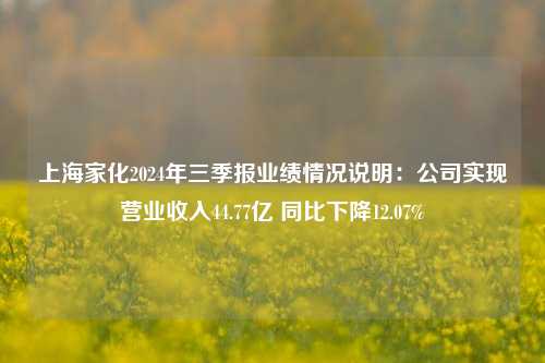 上海家化2024年三季报业绩情况说明：公司实现营业收入44.77亿 同比下降12.07%-第1张图片-华粤回收