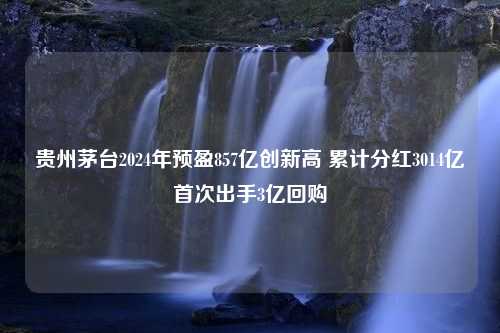 贵州茅台2024年预盈857亿创新高 累计分红3014亿首次出手3亿回购