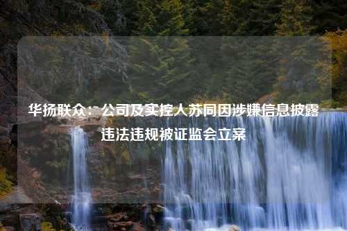 华扬联众：公司及实控人苏同因涉嫌信息披露违法违规被证监会立案